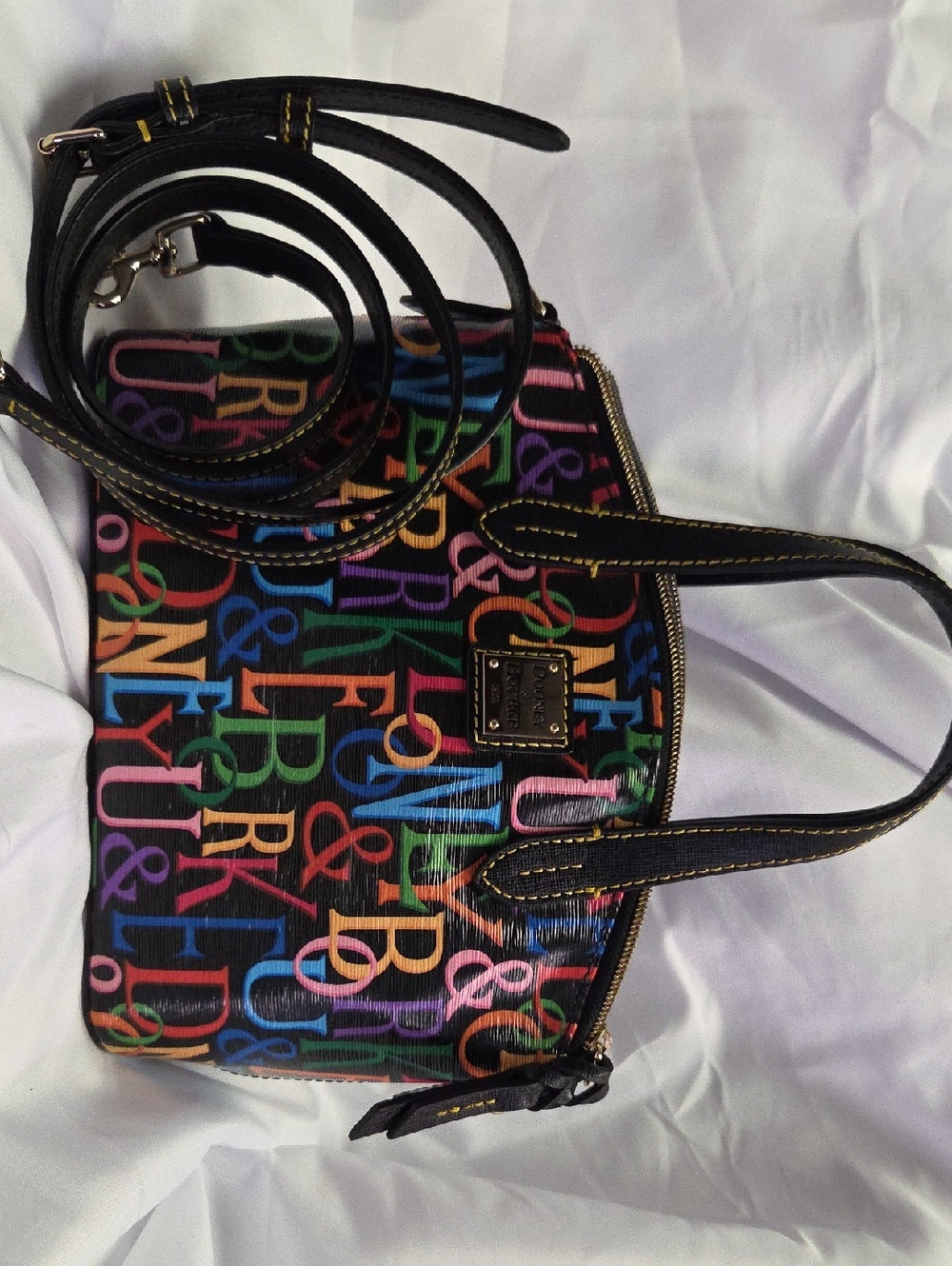 Dooney & Bourke Black Multicolor Logo Satchel